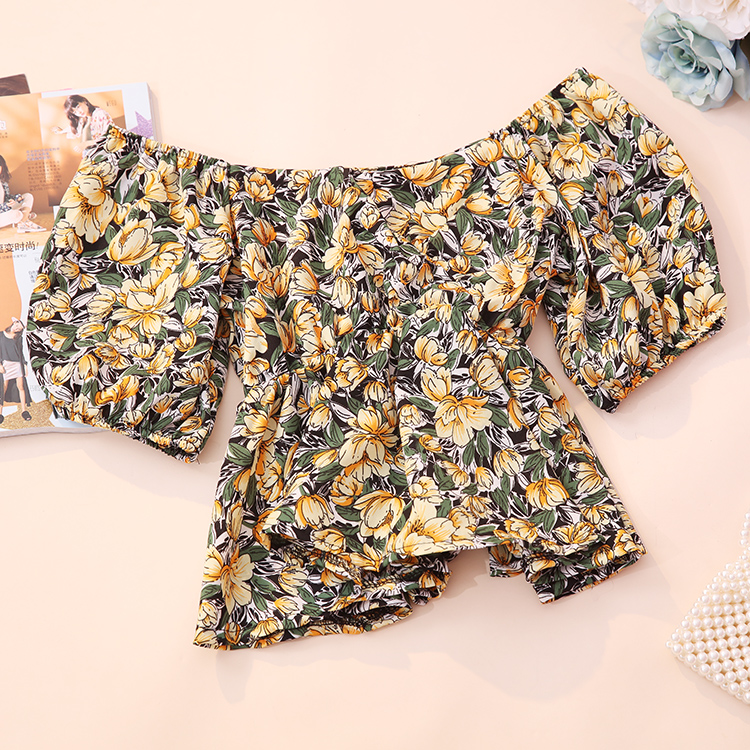 Title 16, Fashion Floral Doll New Waist Short Sleeve Shir...