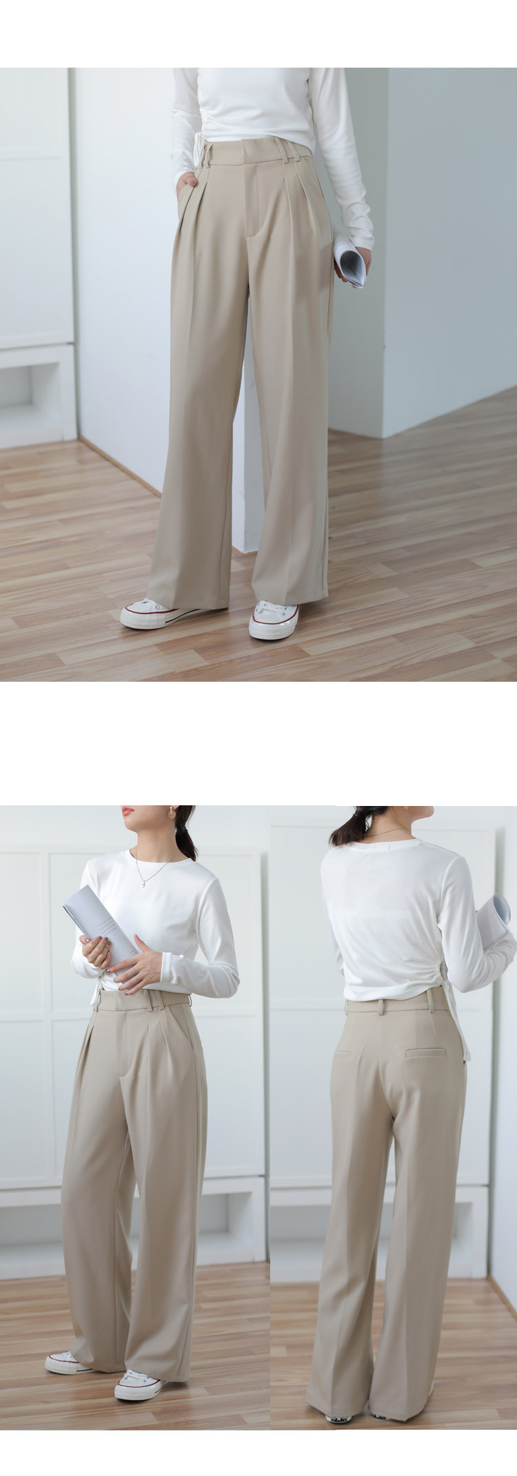 Title 3, High Waist Straight Suit Trousers All-Match Cas...