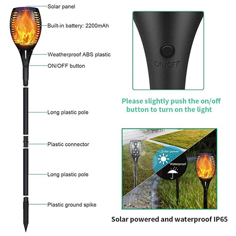 Title 1, Solar Torch Outdoor 96 LED Landscape Flood Ligh...