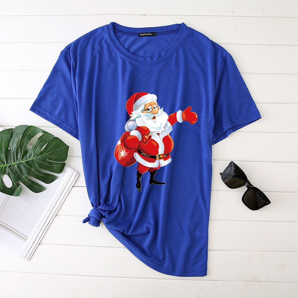 Title 5, Unisex Santa Printed Loose Round Neck T-Shirt C...