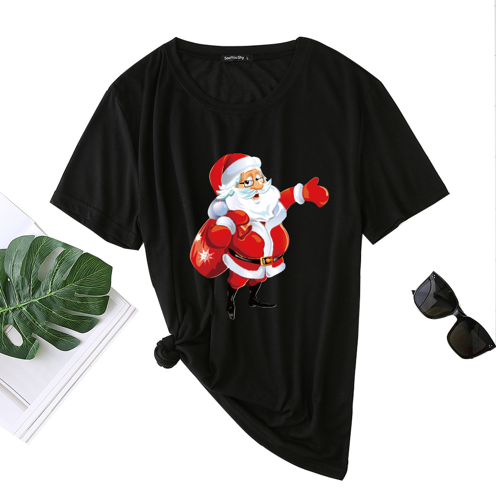 Title 6, Unisex Santa Printed Loose Round Neck T-Shirt C...