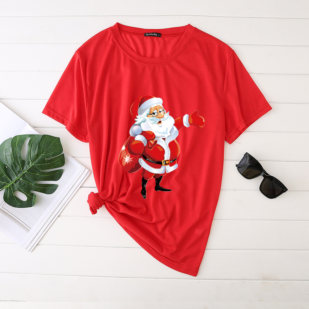 Title 7, Unisex Santa Printed Loose Round Neck T-Shirt C...