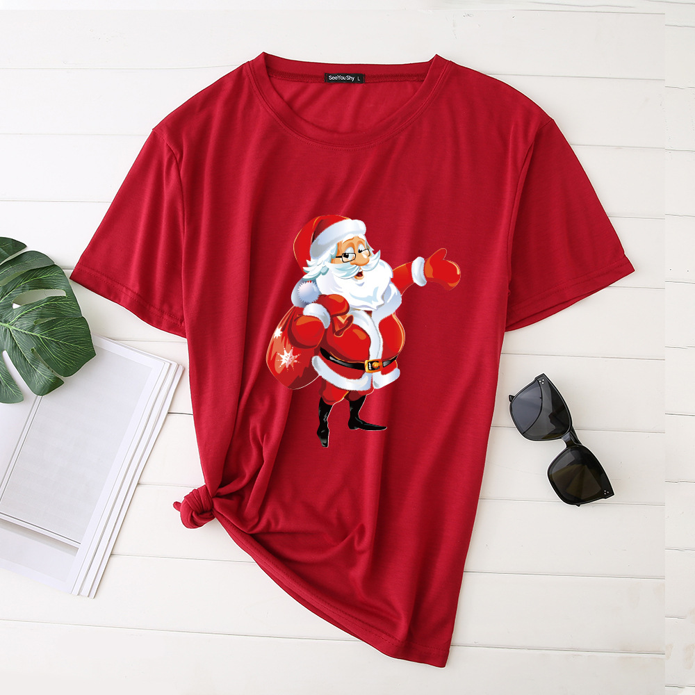 Title 11, Unisex Santa Printed Loose Round Neck T-Shirt C...