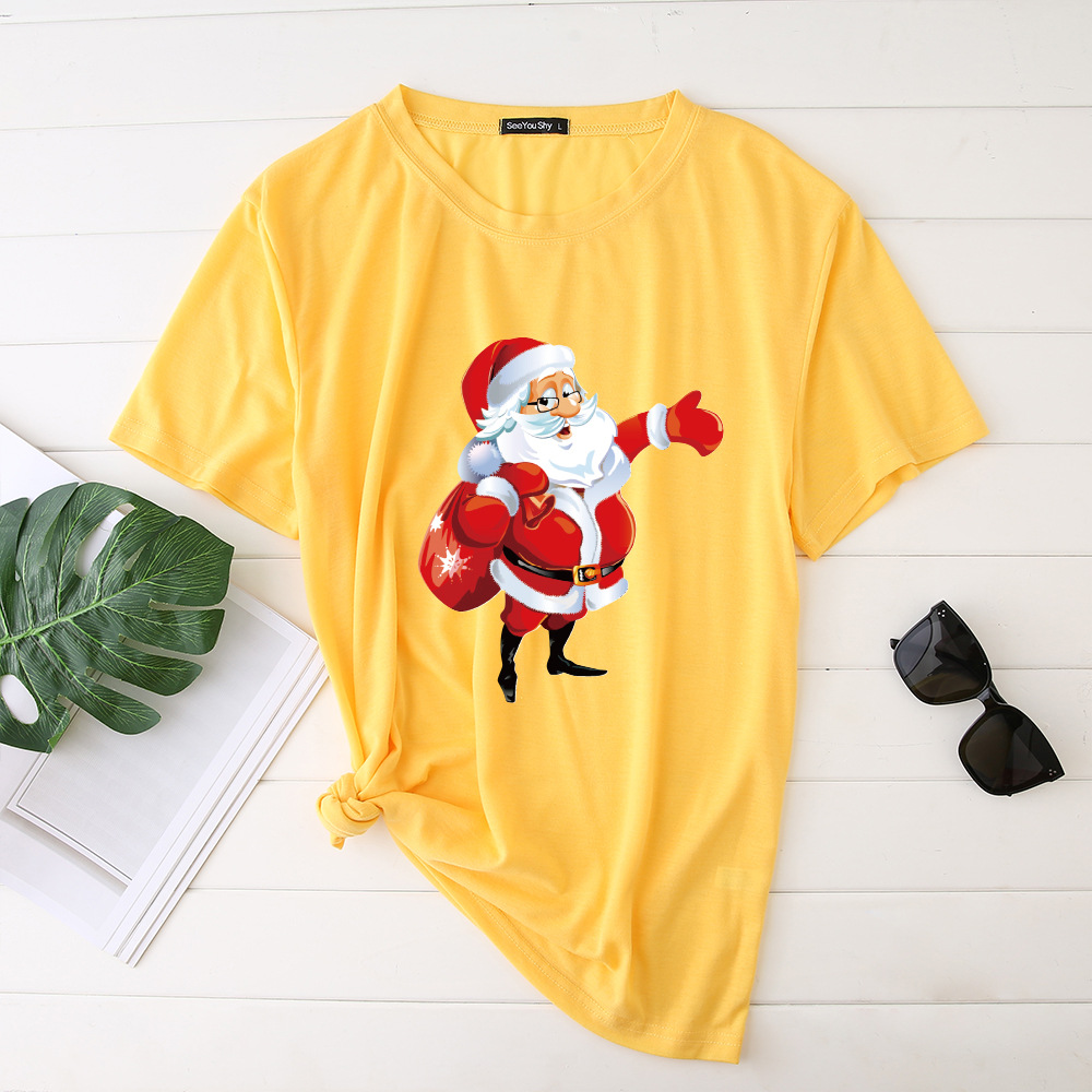 Title 13, Unisex Santa Printed Loose Round Neck T-Shirt C...