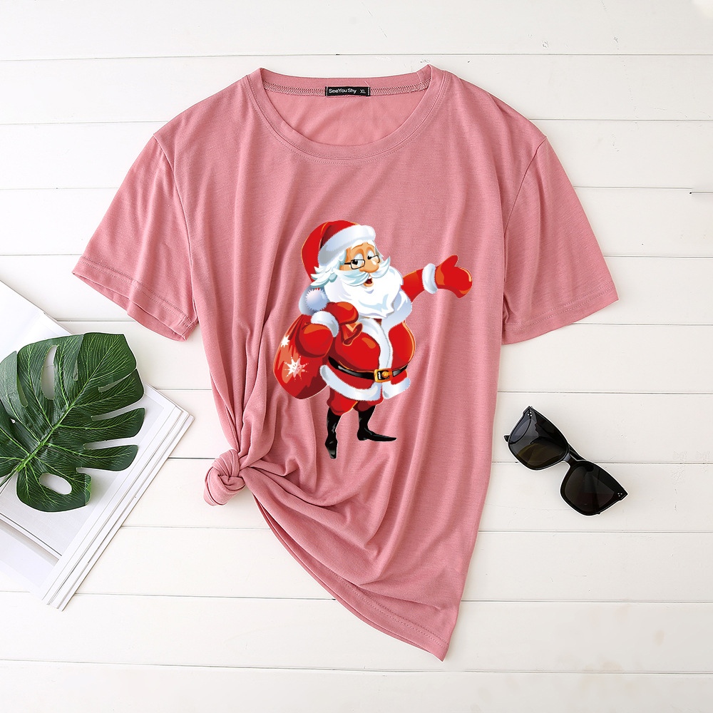 Title 16, Unisex Santa Printed Loose Round Neck T-Shirt C...