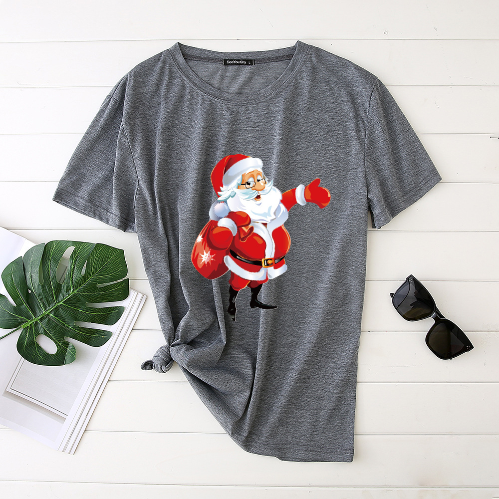 Title 20, Unisex Santa Printed Loose Round Neck T-Shirt C...