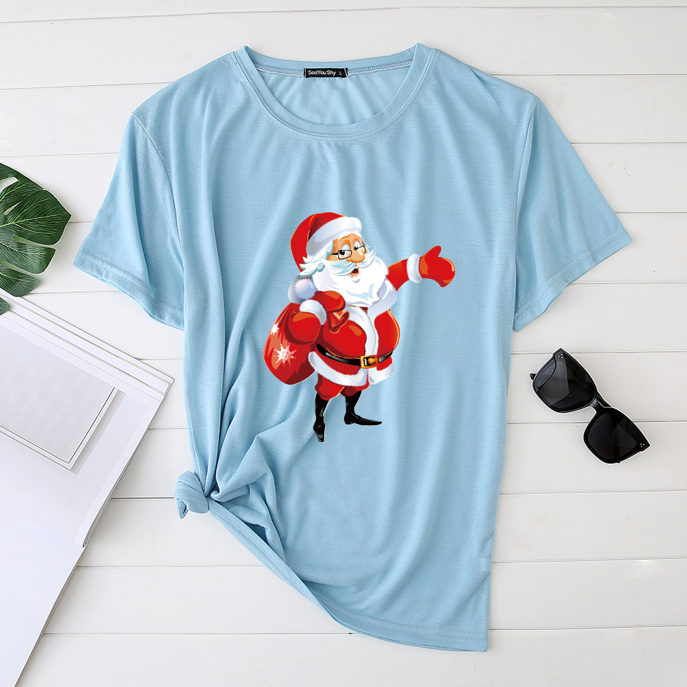 Title 21, Unisex Santa Printed Loose Round Neck T-Shirt C...