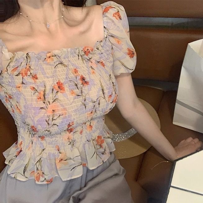 Title 2, Short-sleeved Short-sleeved Blouse With Waist A...