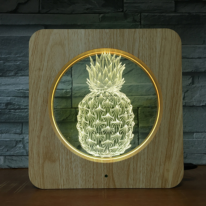 Title 4, Lampada con cornice foto ananas creativa LED vi...