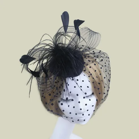 Épingle à cheveux en maille pour femme, épingle à cheveux avec plumes, pour fête de mariage, Clip de chapeau, accessoires pour cheveux de mariée