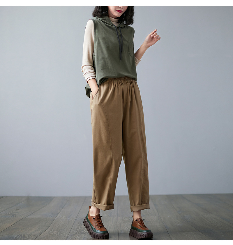 Title 7, New Literary Retro Cotton And Linen Harem Pants...