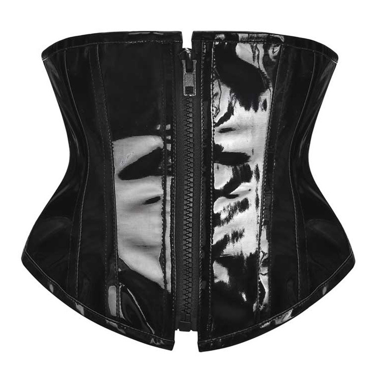 Title 5, Corsetto Sexy Corto in Pelle PU con Clip in Vit...