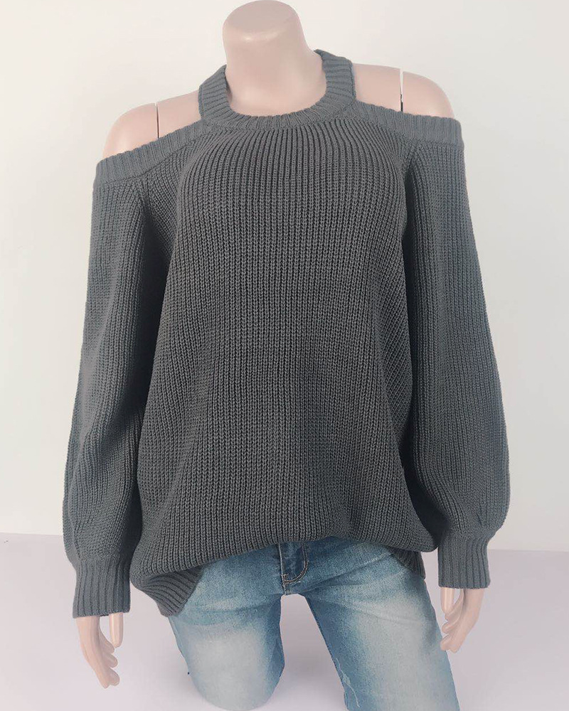 Title 8, Dames trui ronde hals halter off-shoulder, een ...