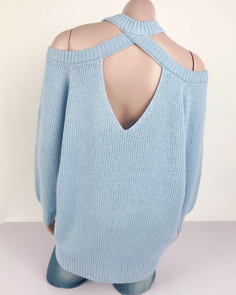 Title 13, Dames trui ronde hals halter off-shoulder, een ...