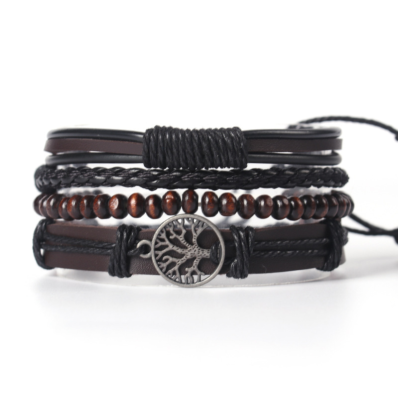 Title 1, Vnox Leren armbandenset voor heren Stijlvolle e...