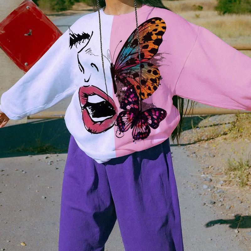 Title 1, Colorful Tie-Dye Butterfly Print Sweatshirt