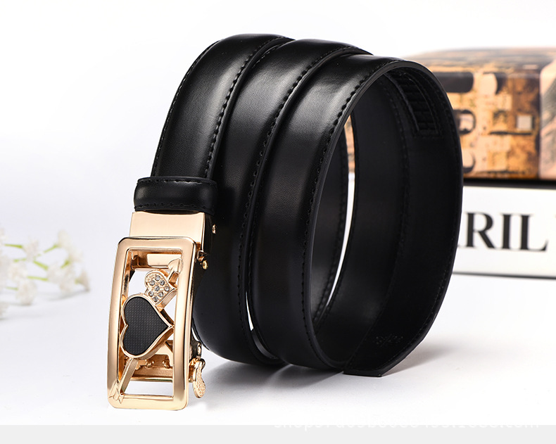 Title 6, Womens Casual All-Match Automatic Buckle Leath...