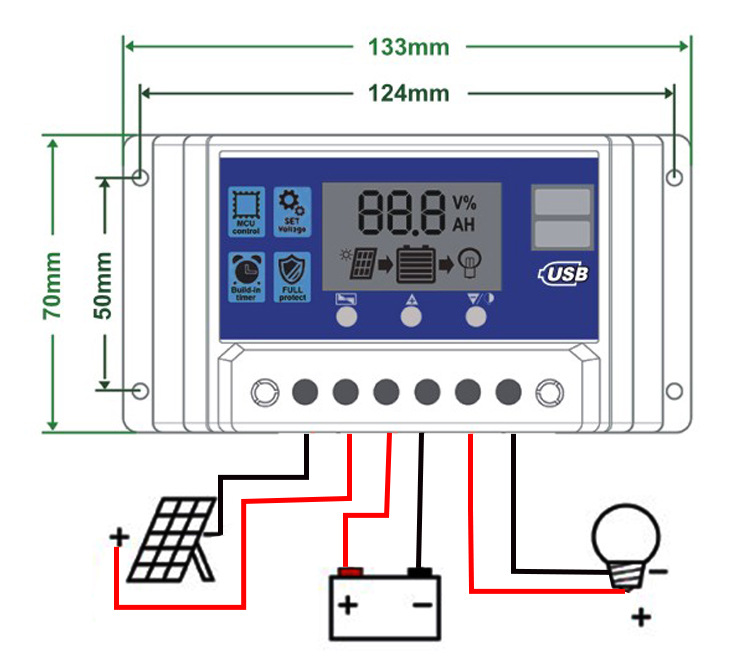 Title 1, Controlador solar LCD de carga e descarga, otim...