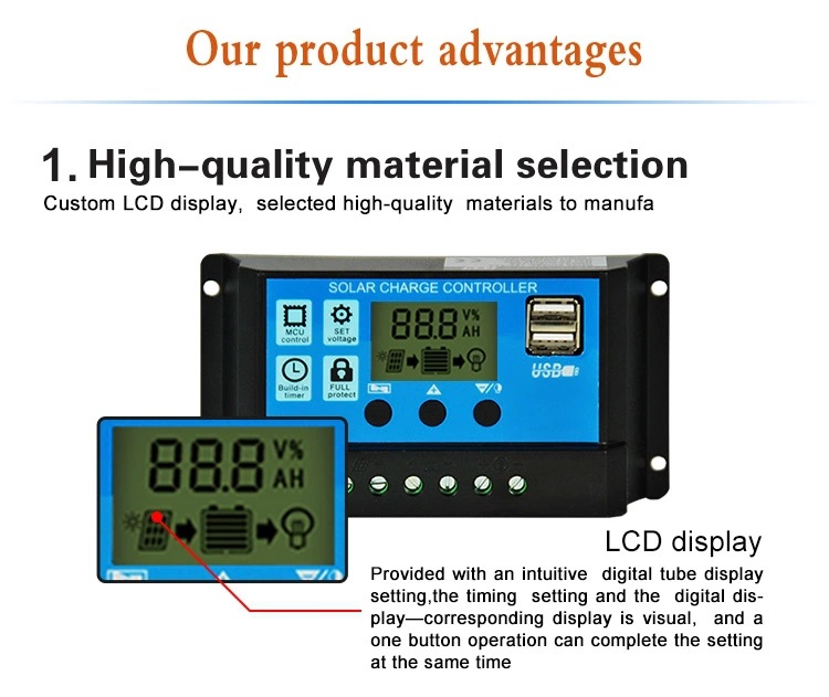 Title 7, Controlador solar LCD de carga e descarga, otim...