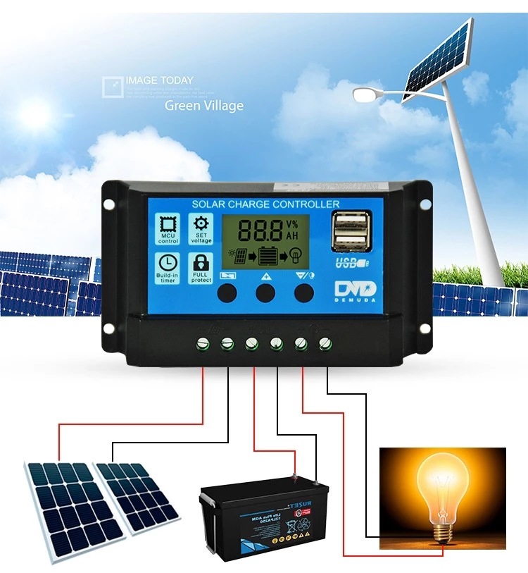 Title 13, Controlador solar LCD de carga e descarga, otim...