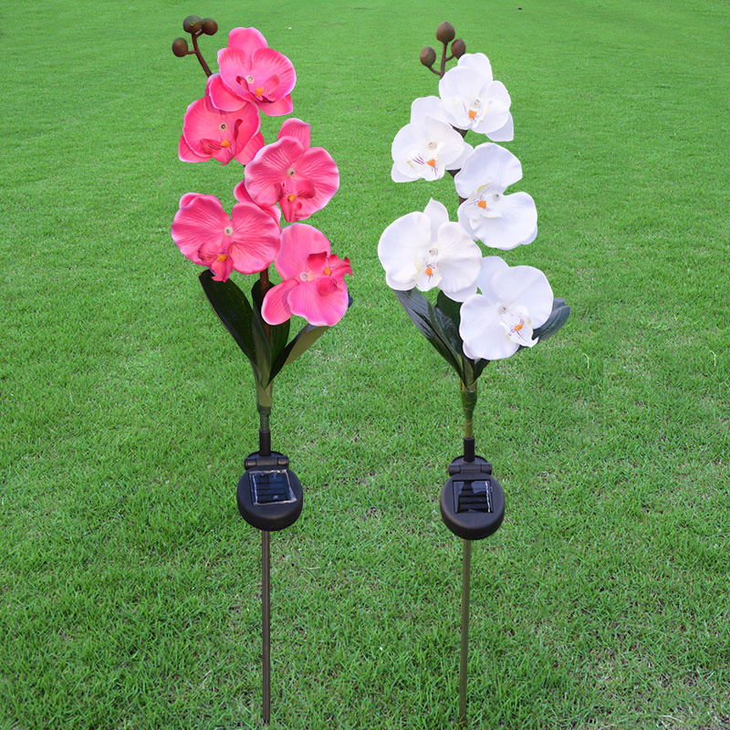 Title 1, Luz Solar Externa com 5 Flores LED Phalaenopsis...