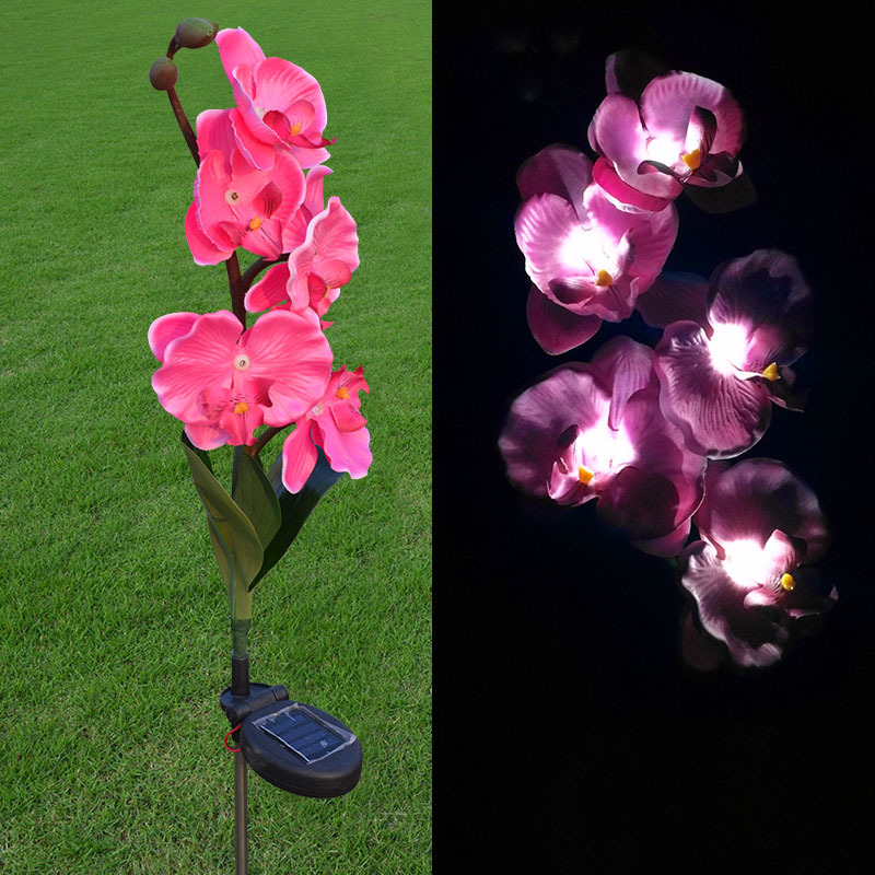 Title 5, Luz Solar Externa com 5 Flores LED Phalaenopsis...