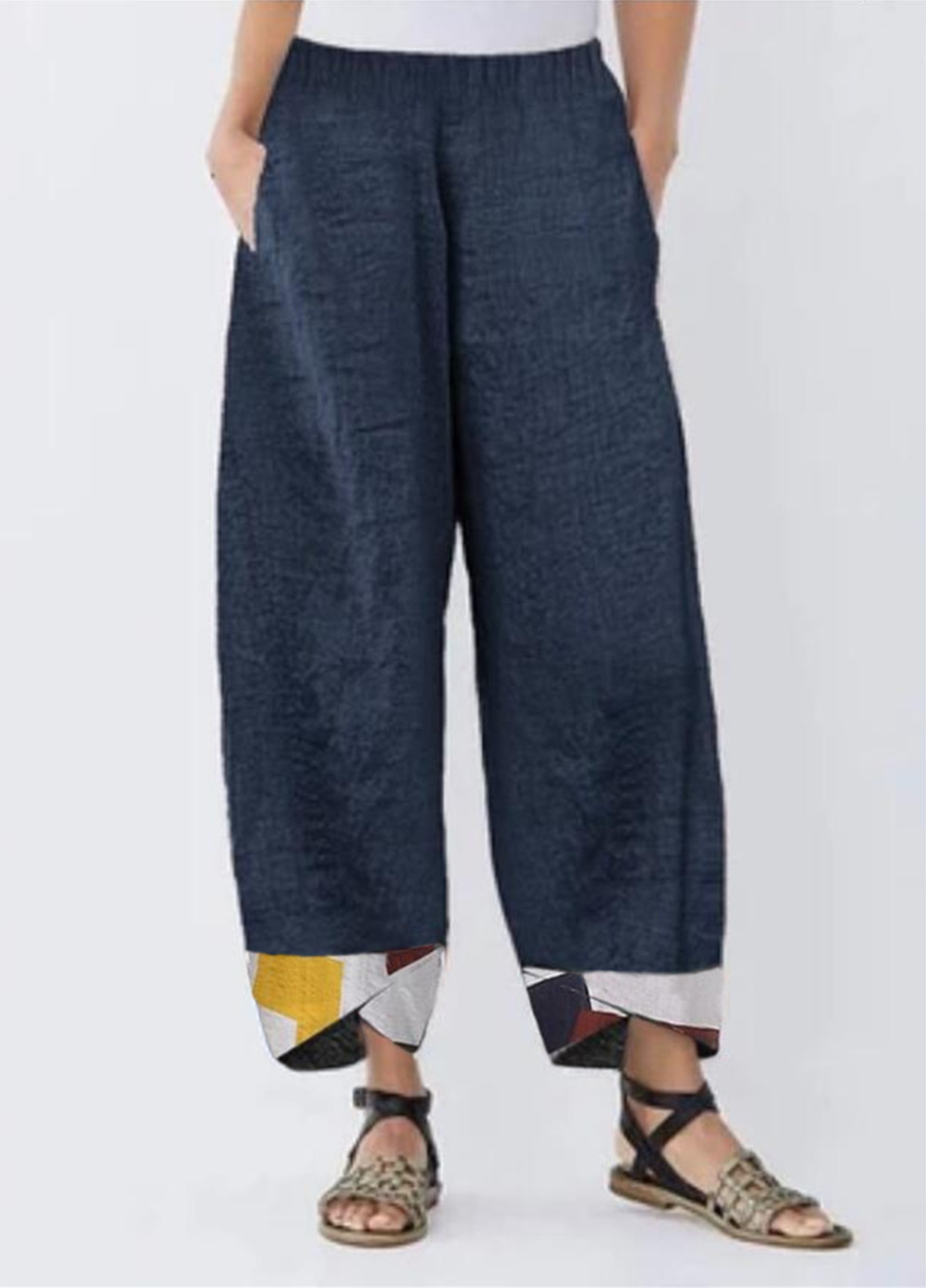 Title 3, Patchwork Loose Casual Straight-Leg Women