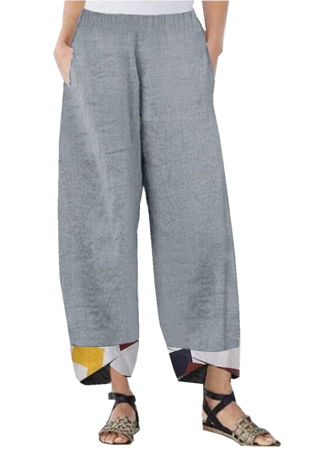 Title 4, Patchwork Loose Casual Straight-Leg Women