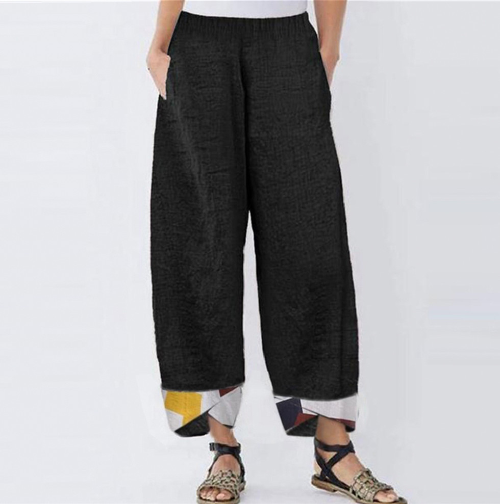 Title 7, Patchwork Loose Casual Straight-Leg Women