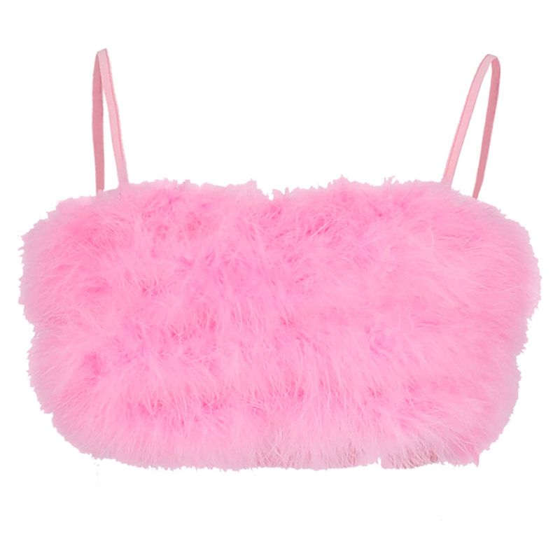 Title 7, European and American Sexy Pink Plush Camisole ...