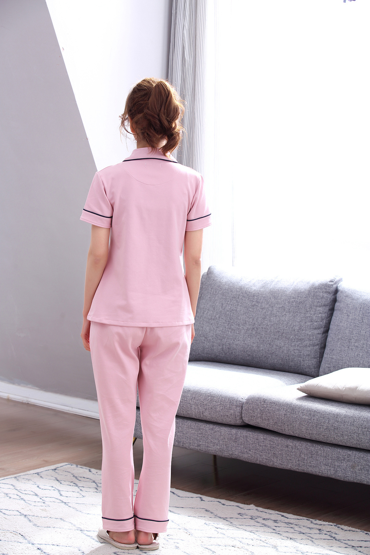 Title 9, Simple Cotton Couple Short Sleeve Pajamas