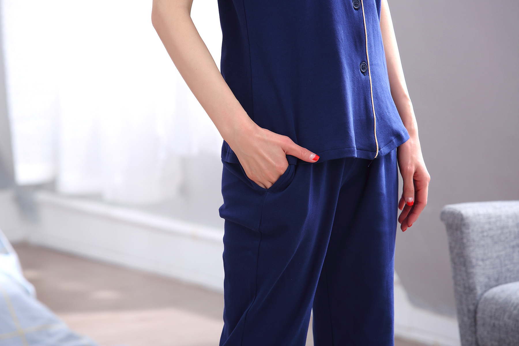 Title 21, Simple Cotton Couple Short Sleeve Pajamas