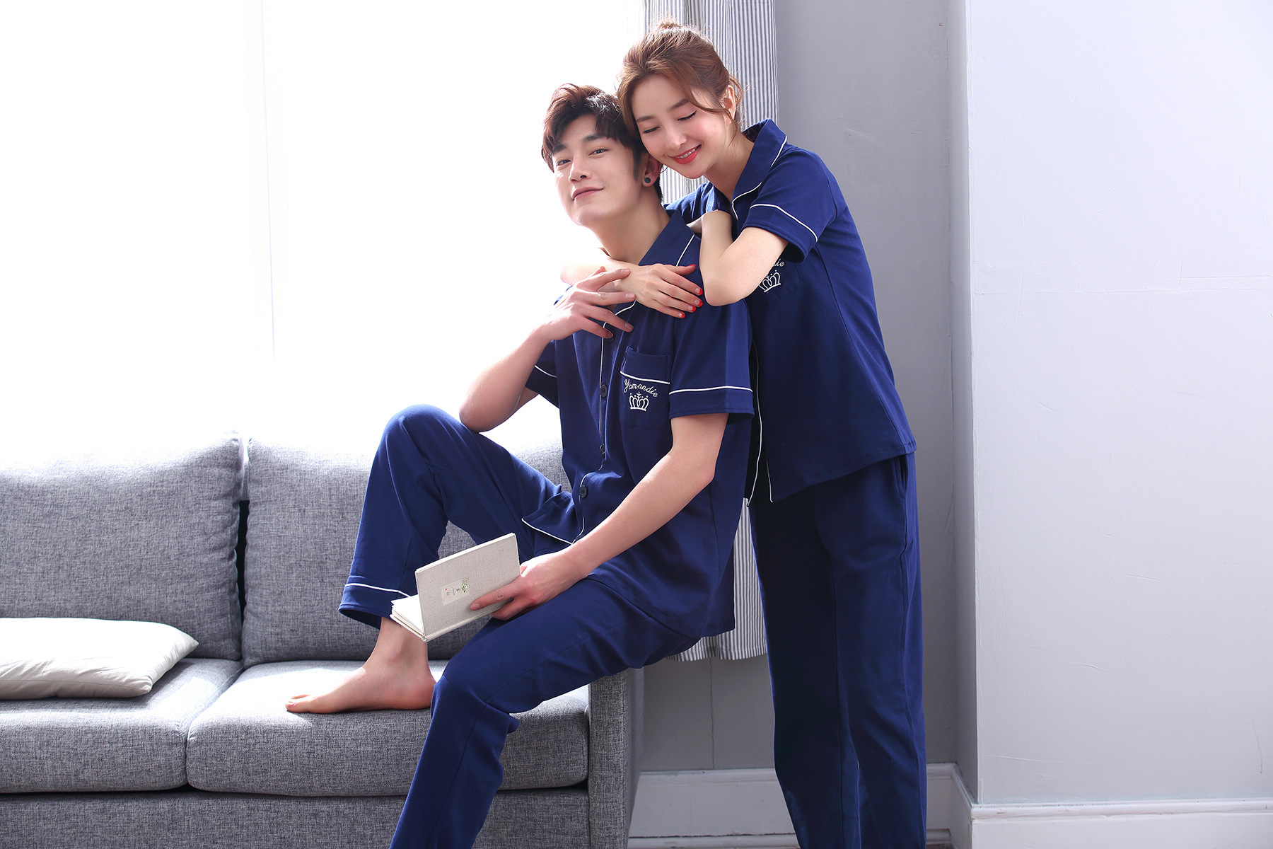 Title 30, Simple Cotton Couple Short Sleeve Pajamas