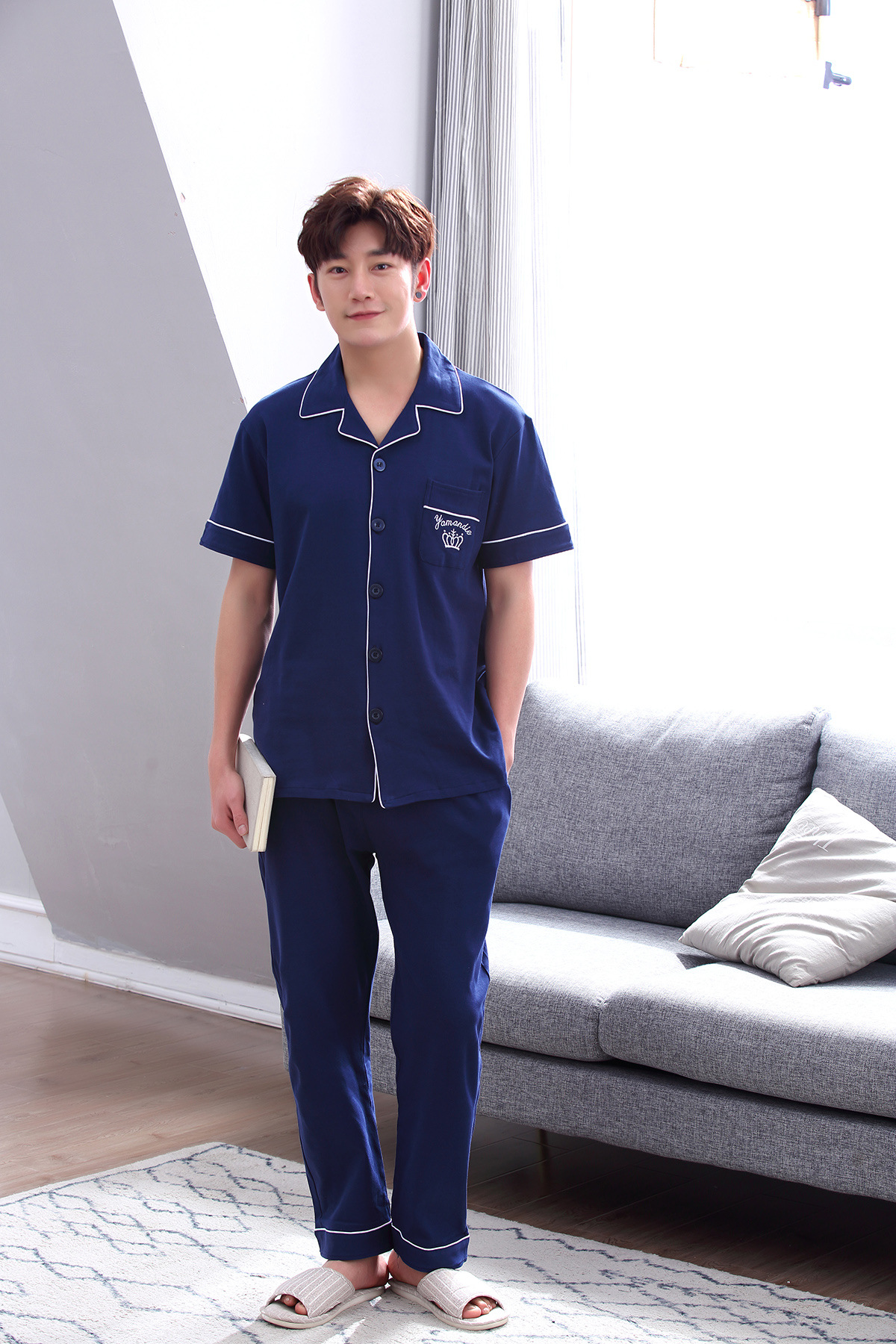 Title 37, Simple Cotton Couple Short Sleeve Pajamas