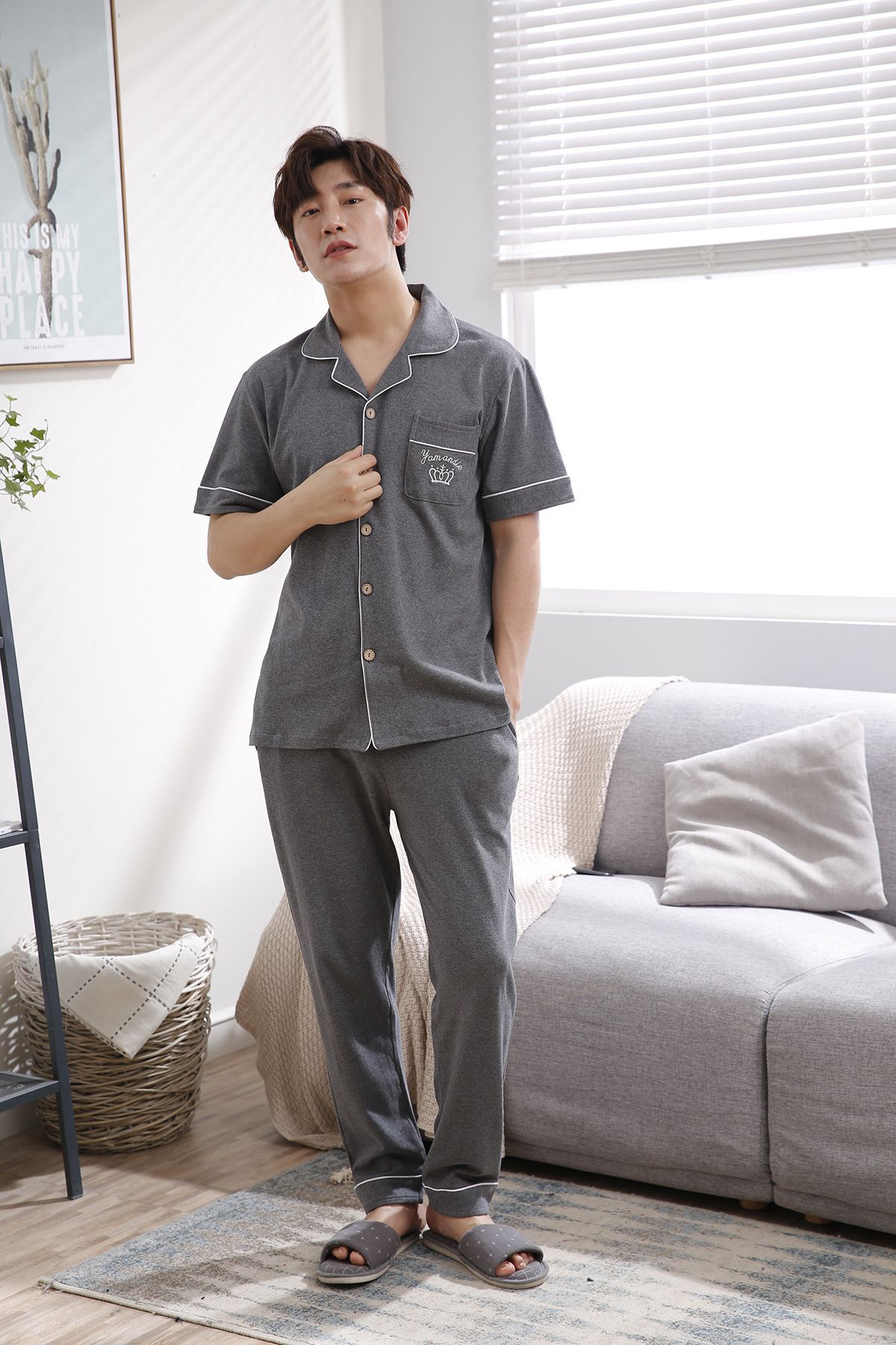 Title 50, Simple Cotton Couple Short Sleeve Pajamas