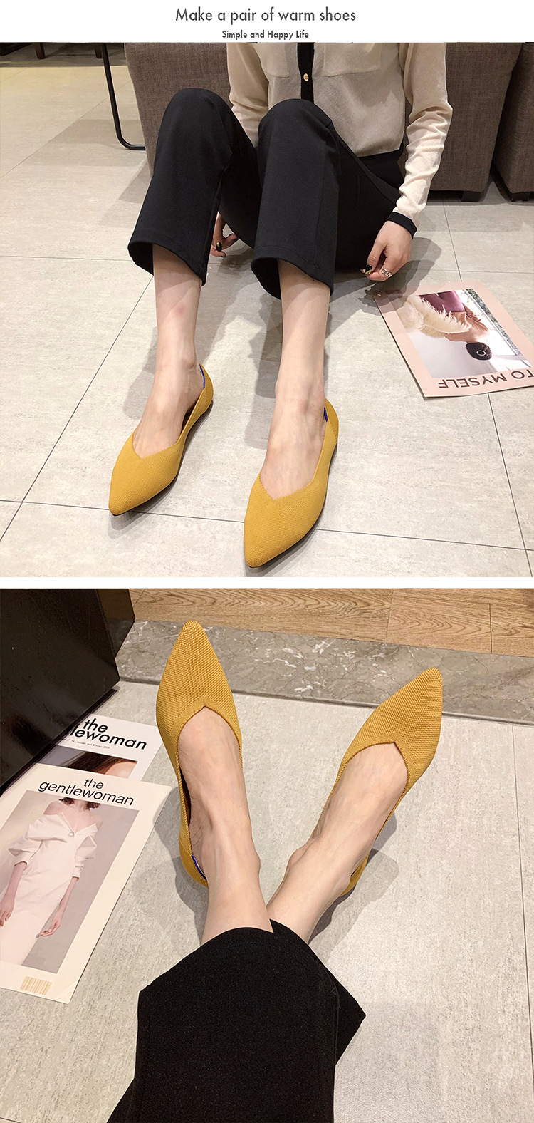 Title 8, Womens Woven Pointed-toe Flat Knit Single Shoe...