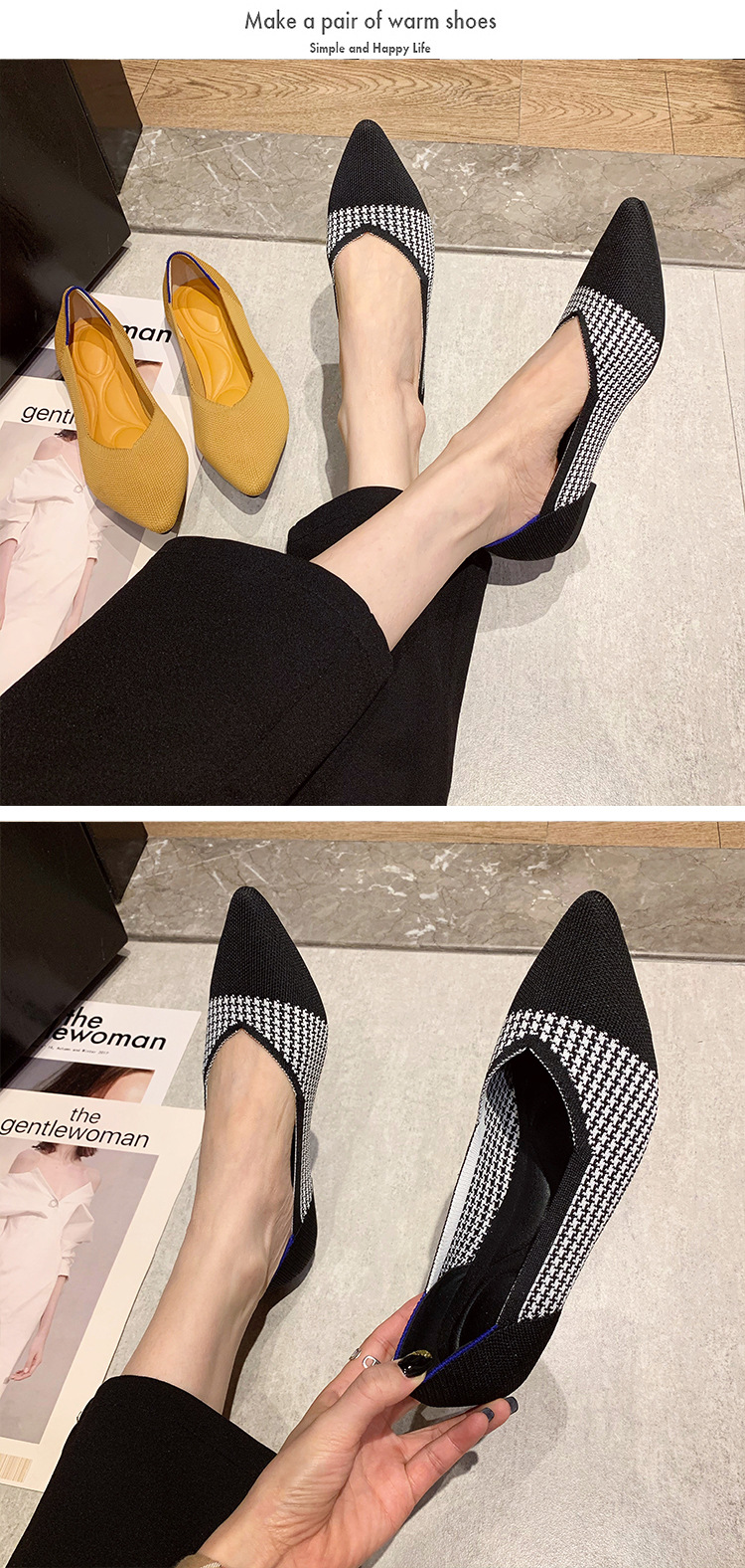 Title 9, Womens Woven Pointed-toe Flat Knit Single Shoe...