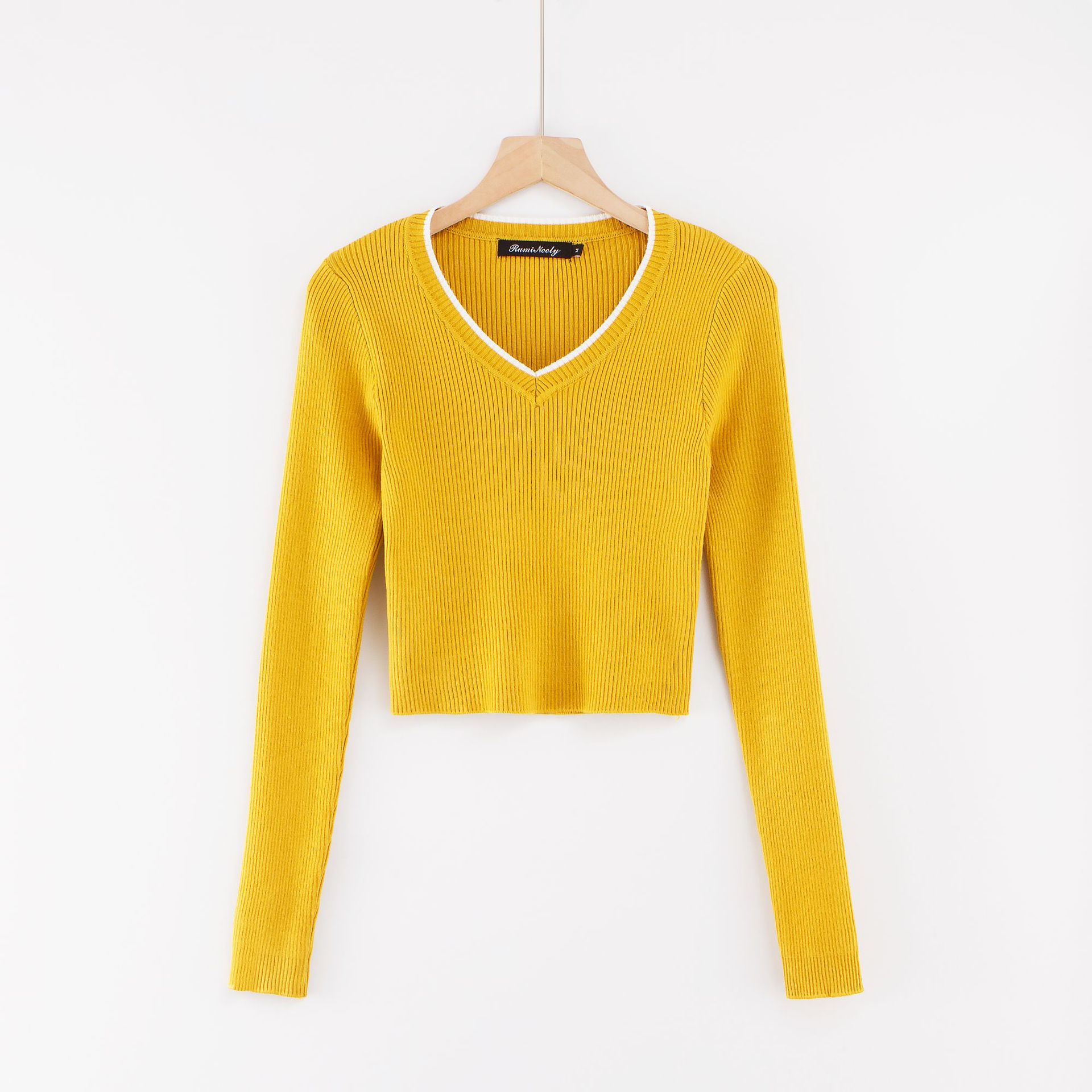 Title 14, Solid Color Long-Sleeved Top For Outer Wear