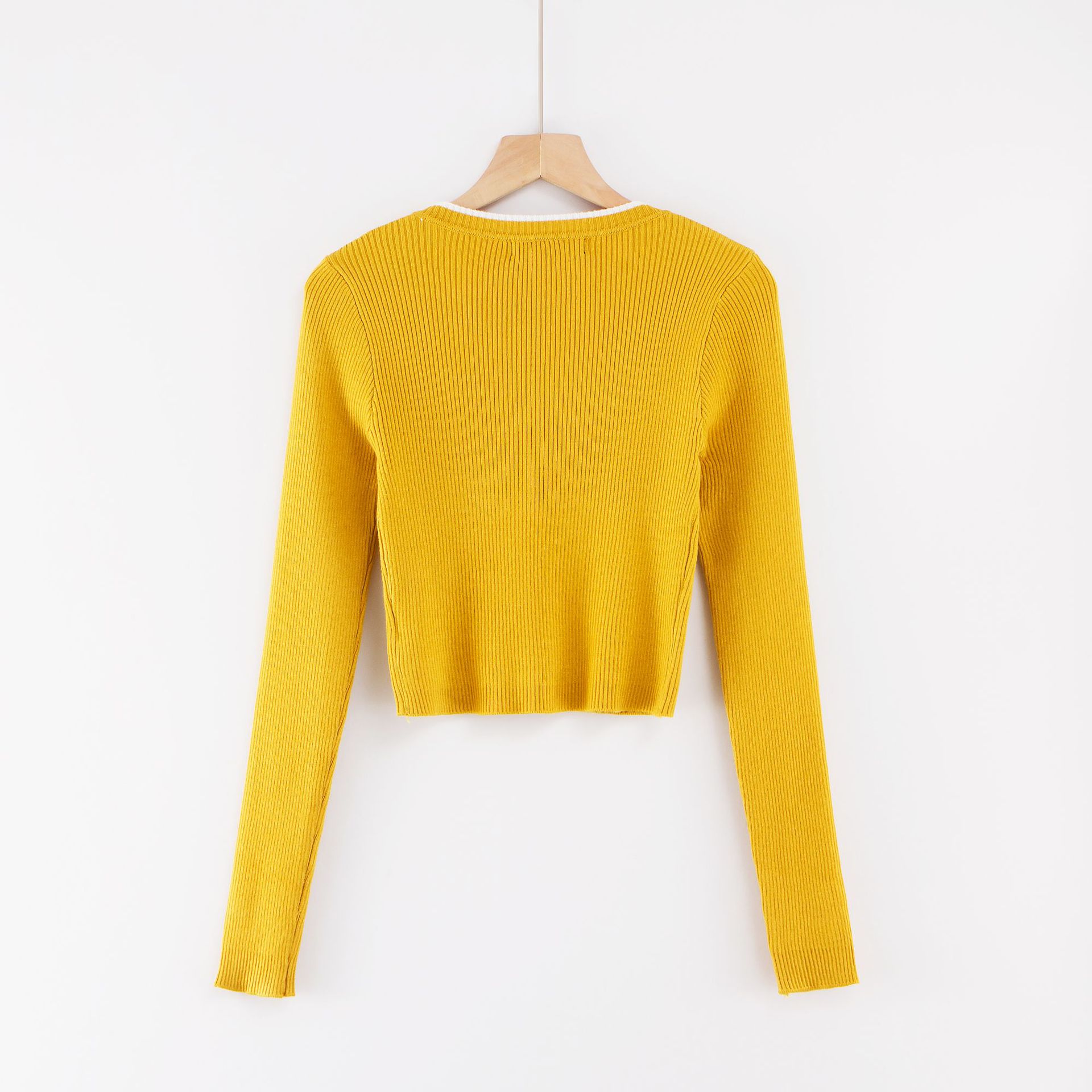 Title 15, Solid Color Long-Sleeved Top For Outer Wear