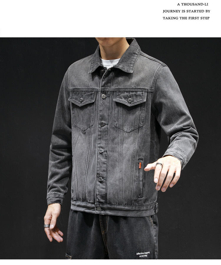 Title 7, Jeansjacke für Herren, All-Match-Waschungsjacke