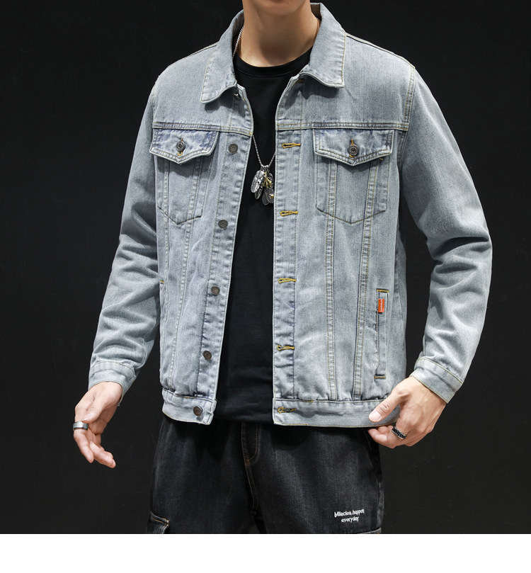 Title 13, Jeansjacke für Herren, All-Match-Waschungsjacke