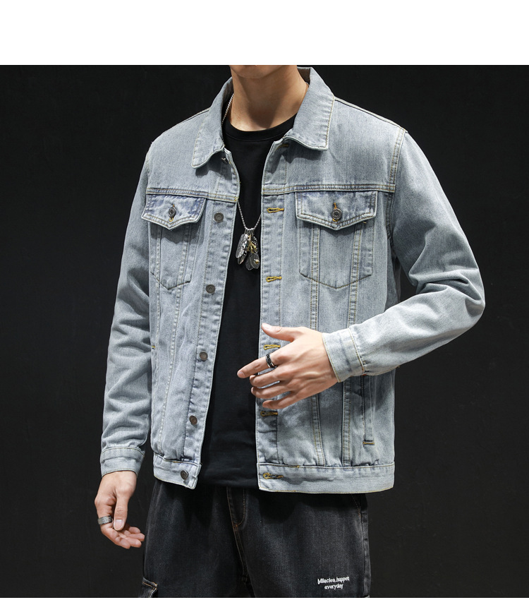 Title 14, Jeansjacke für Herren, All-Match-Waschungsjacke