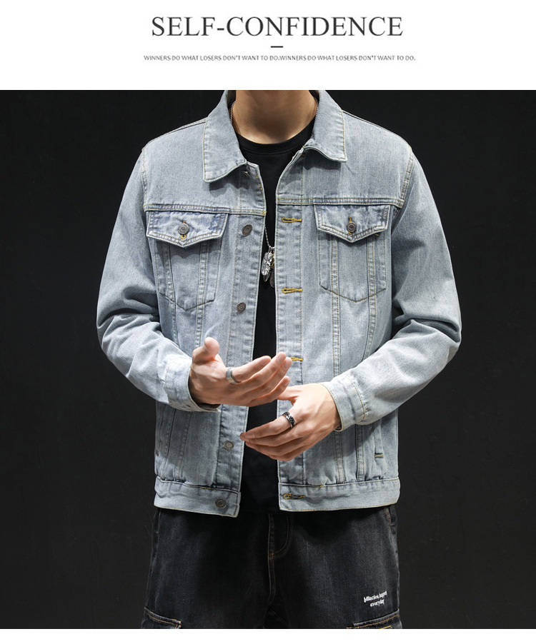 Title 15, Jeansjacke für Herren, All-Match-Waschungsjacke