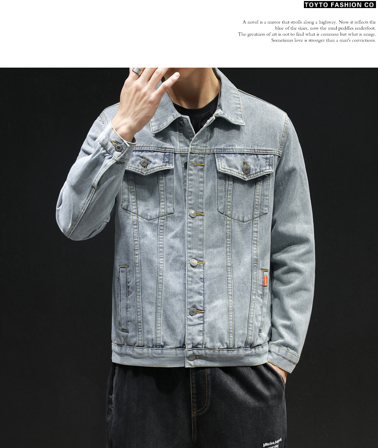 Title 18, Jeansjacke für Herren, All-Match-Waschungsjacke