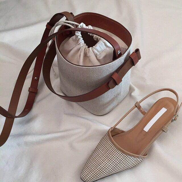 Title 1, Canvas Beach Bucket Bag Hit Color One Shoulder ...