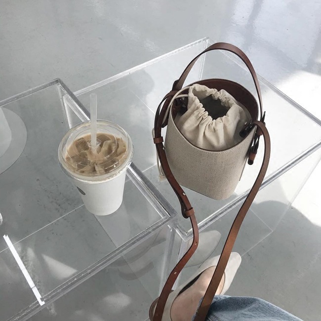 Title 19, Canvas Beach Bucket Bag Hit Color One Shoulder ...