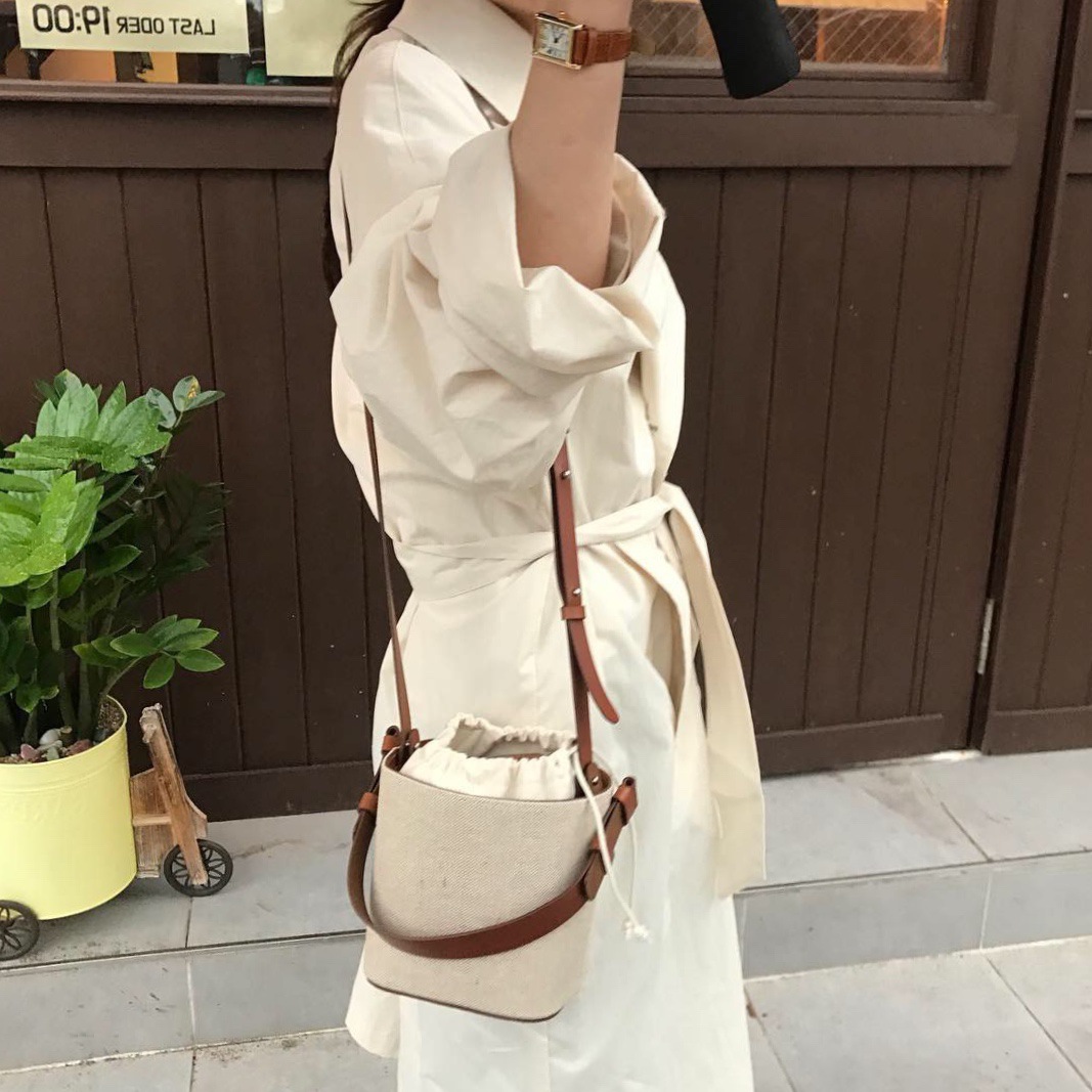 Title 24, Canvas Beach Bucket Bag Hit Color One Shoulder ...