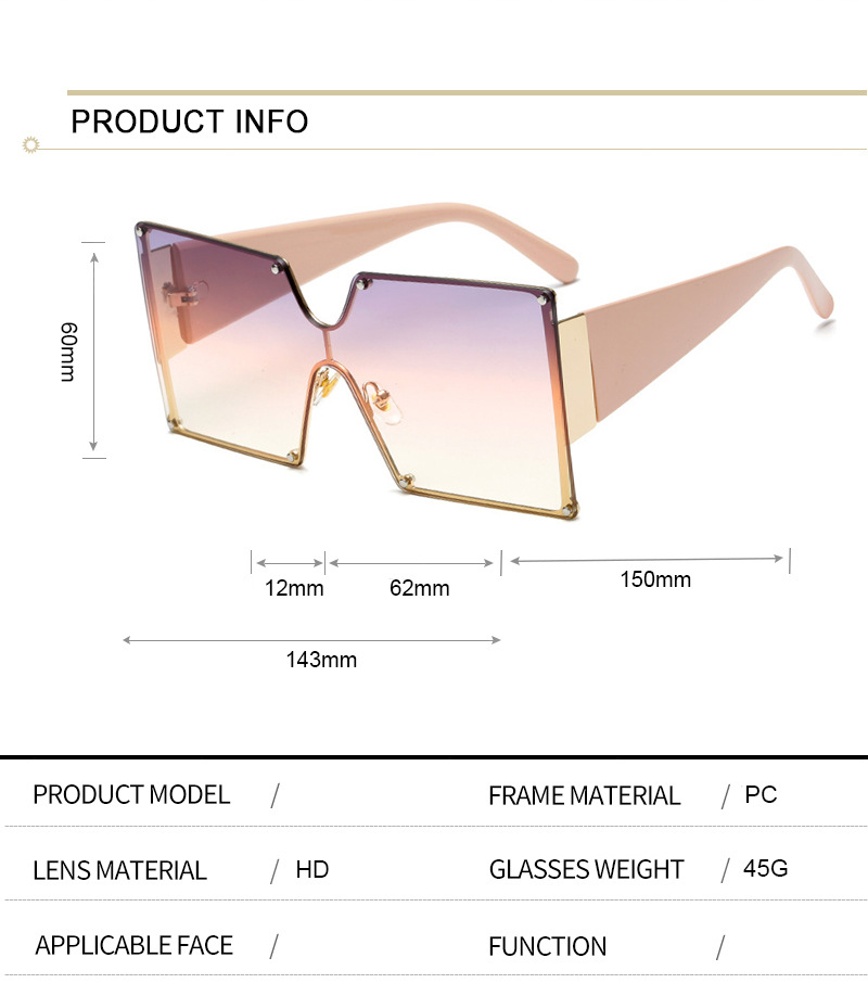 Title 1, Óculos de sol femininos grandes sem aro, armaçã...