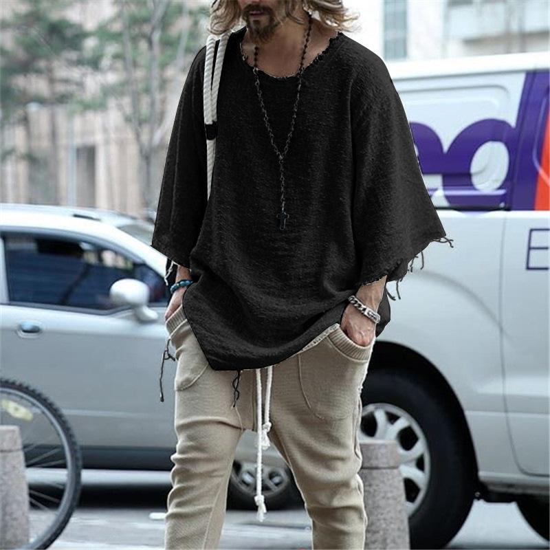 Title 4, Long-Sleeved Solid Color Top Trendy Loose T-Shirt