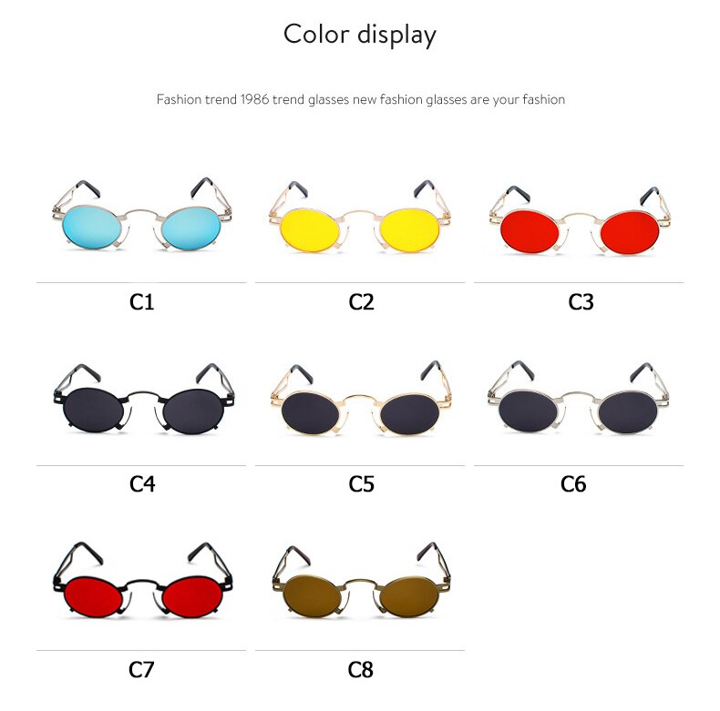 Title 3, Metal oval sunglasses for men and women. UV pro...